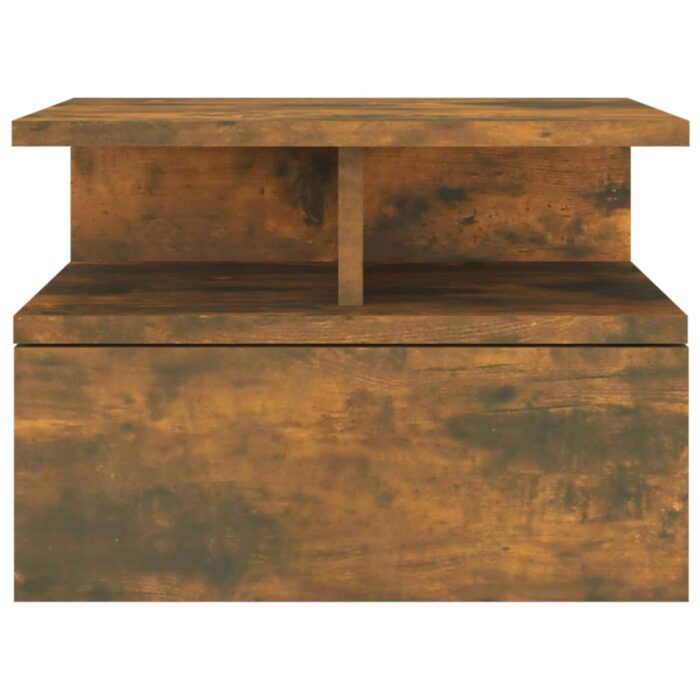 Tables de chevet flottantes 2 pcs Chêne fumé Bois d’ingénierie – Image 3