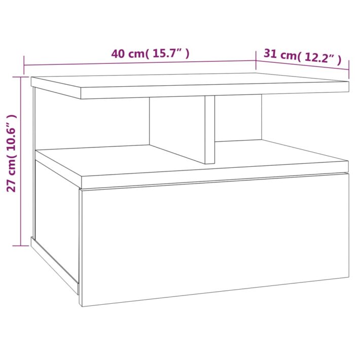 Tables de chevet flottantes 2 pcs Chêne fumé Bois d’ingénierie – Image 6