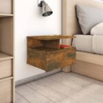 Tables de chevet flottantes 2 pcs Chêne fumé Bois d’ingénierie