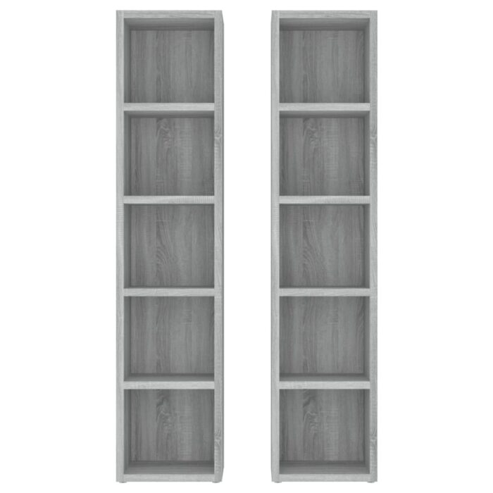 Armoires à CD 2 pcs Sonoma gris 21x16x93,5 cm Bois d'ingénierie – Image 2