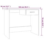 Bureau Chêne fumé 100x50x76 cm Bois d'ingénierie – Image 5