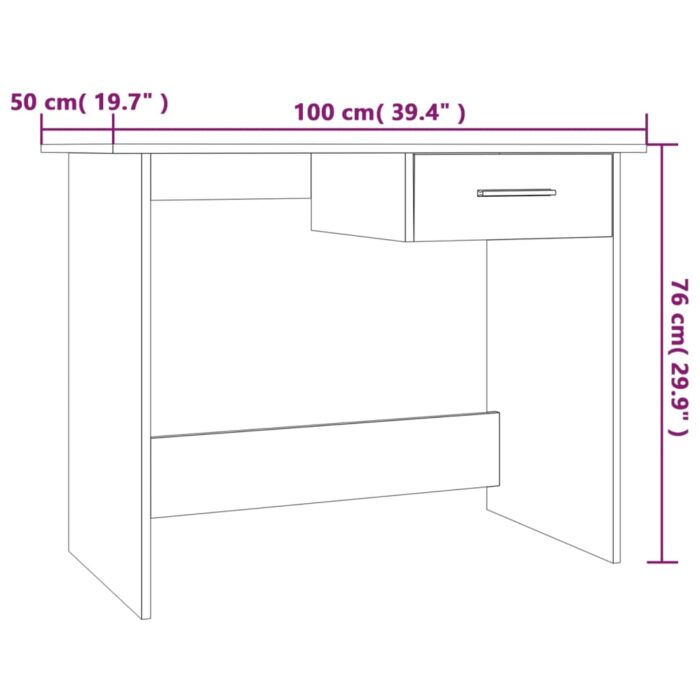 Bureau Chêne fumé 100x50x76 cm Bois d'ingénierie – Image 5