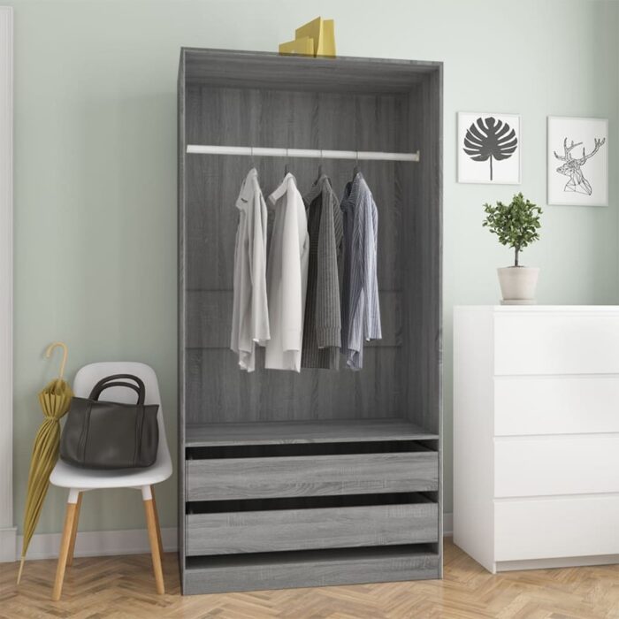 Garde-robe Sonoma gris 100x50x200 cm Bois d'ingénierie – Image 1