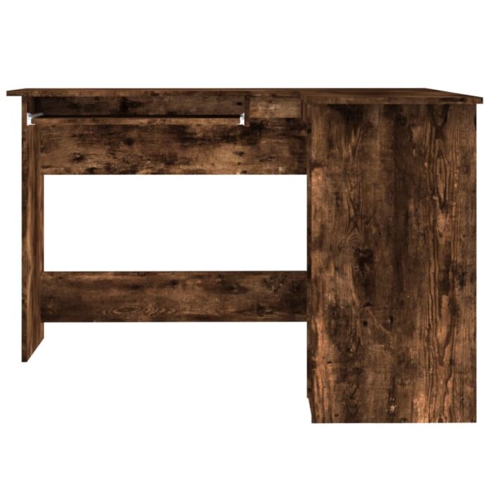 Bureau d'angle chêne fumé 120x140x75 cm bois d'ingénierie – Image 2