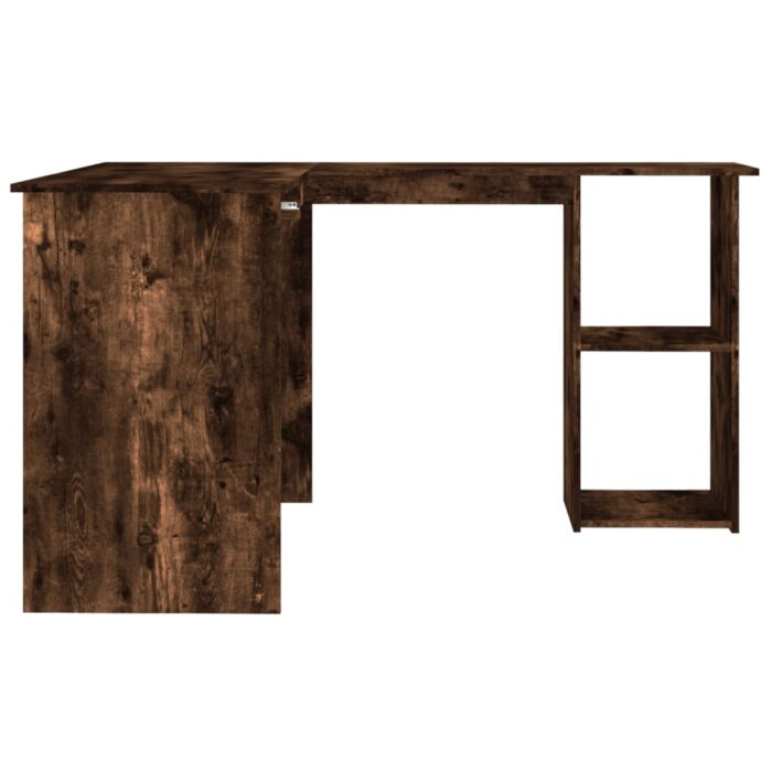 Bureau d'angle chêne fumé 120x140x75 cm bois d'ingénierie – Image 3