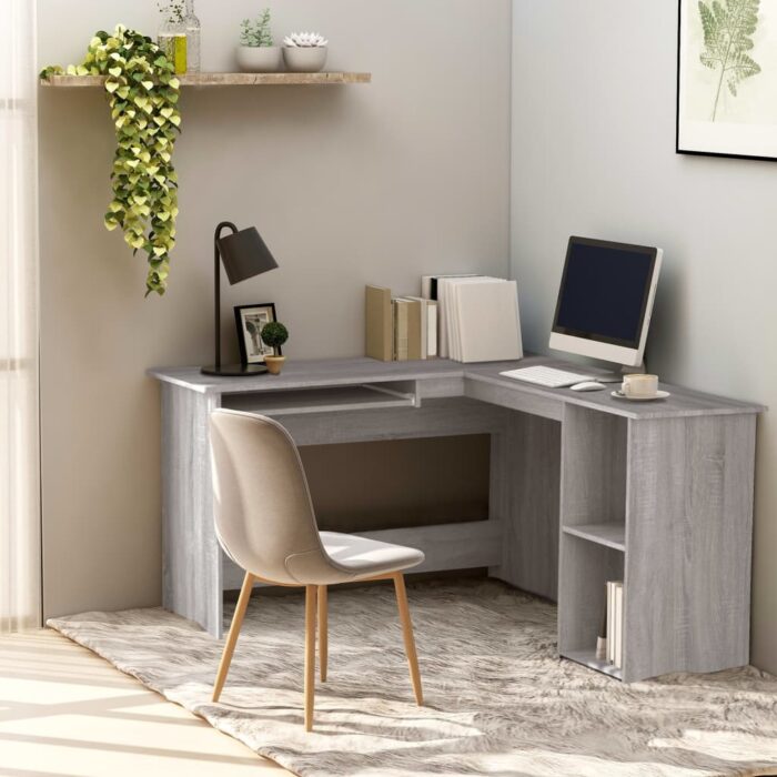 Bureau d'angle sonoma gris 120x140x75 cm bois d'ingénierie – Image 1