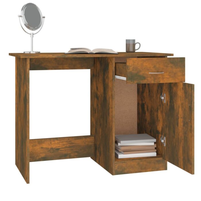 Bureau Chêne fumé 100x50x76 cm Bois d'ingénierie – Image 3