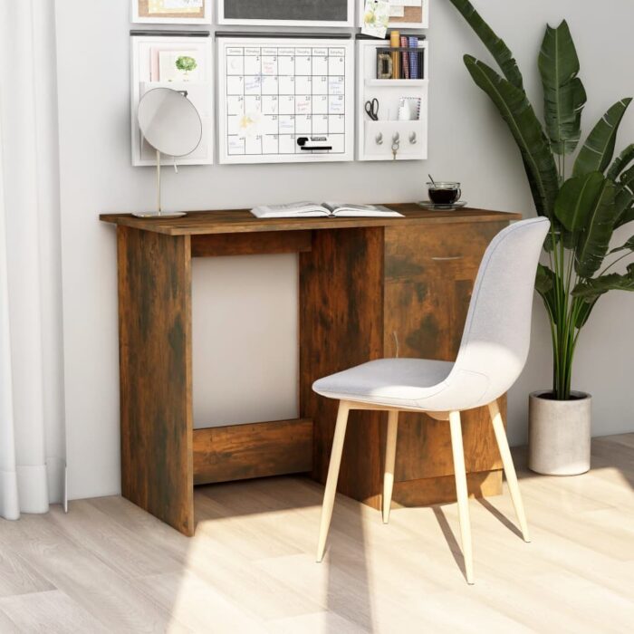 Bureau Chêne fumé 100x50x76 cm Bois d'ingénierie – Image 1