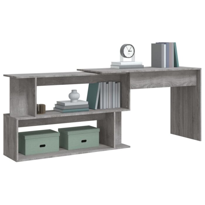 Bureau d'angle Sonoma gris 200x50x76 cm Bois d'ingénierie – Image 2