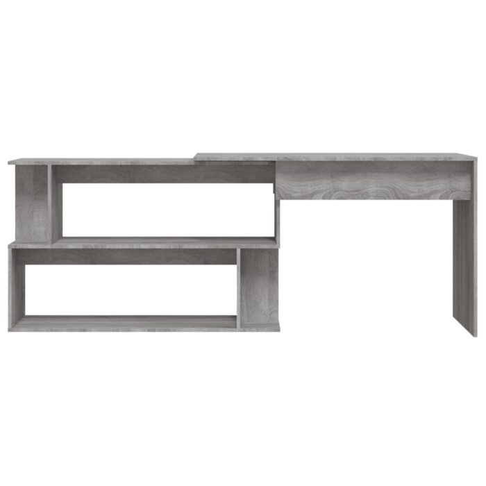 Bureau d'angle Sonoma gris 200x50x76 cm Bois d'ingénierie – Image 3