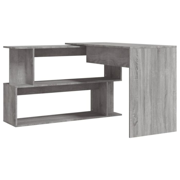 Bureau d'angle Sonoma gris 200x50x76 cm Bois d'ingénierie – Image 4