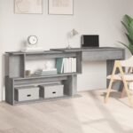 Bureau d'angle Sonoma gris 200x50x76 cm Bois d'ingénierie