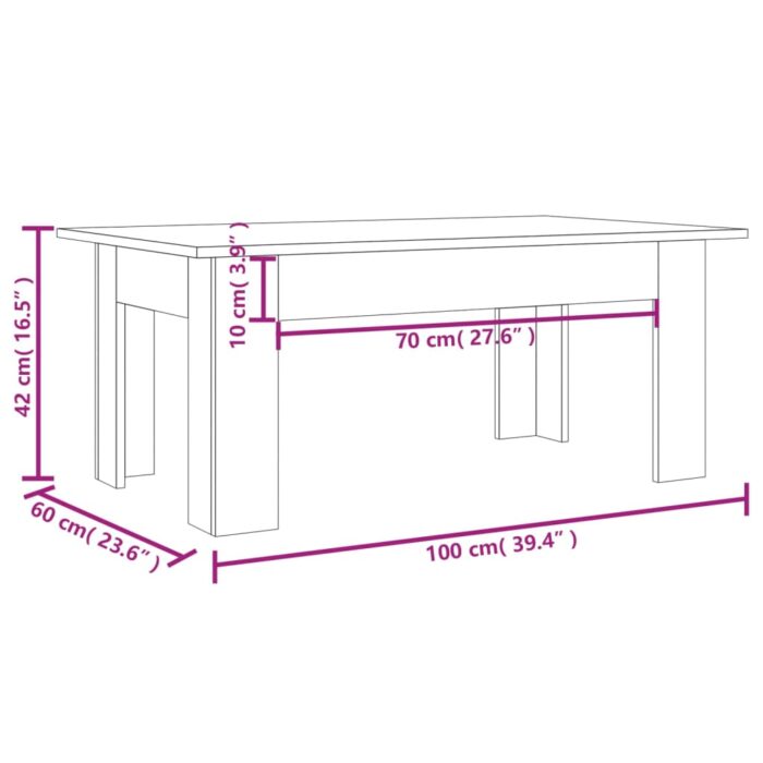 Table basse Sonoma gris 100x60x42 cm Bois d'ingénierie – Image 6