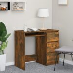 Bureau Chêne fumé 90x45x76 cm Bois d'ingénierie