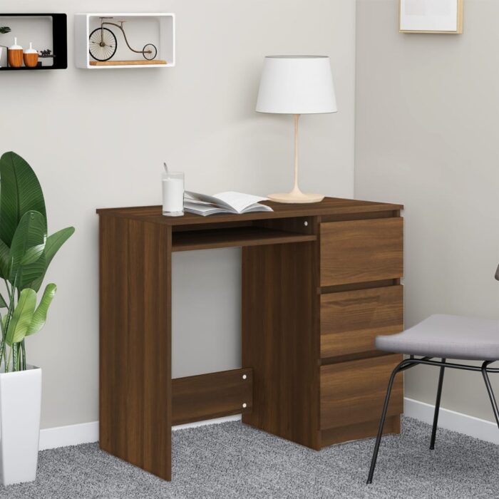 Bureau Chêne marron 90x45x76 cm Bois d'ingénierie – Image 1
