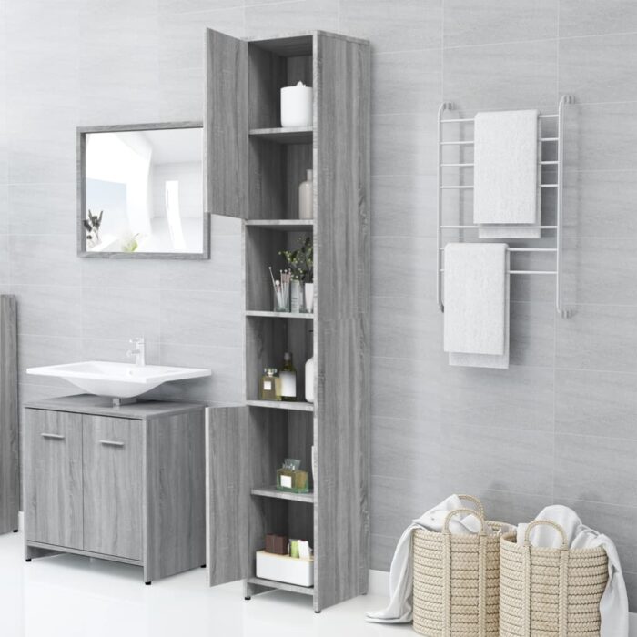 Armoire de bain Sonoma gris 30x30x183,5 cm Bois d'ingénierie – Image 5