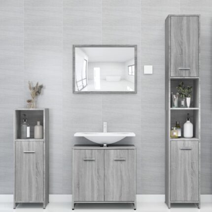 Armoire de bain Sonoma gris 30x30x183,5 cm Bois d'ingénierie