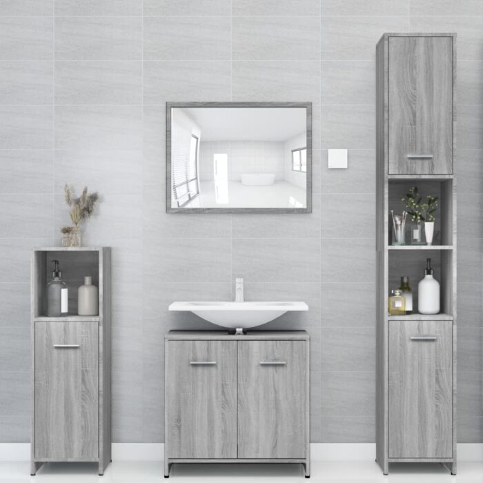Armoire de bain Sonoma gris 30x30x183,5 cm Bois d'ingénierie – Image 1