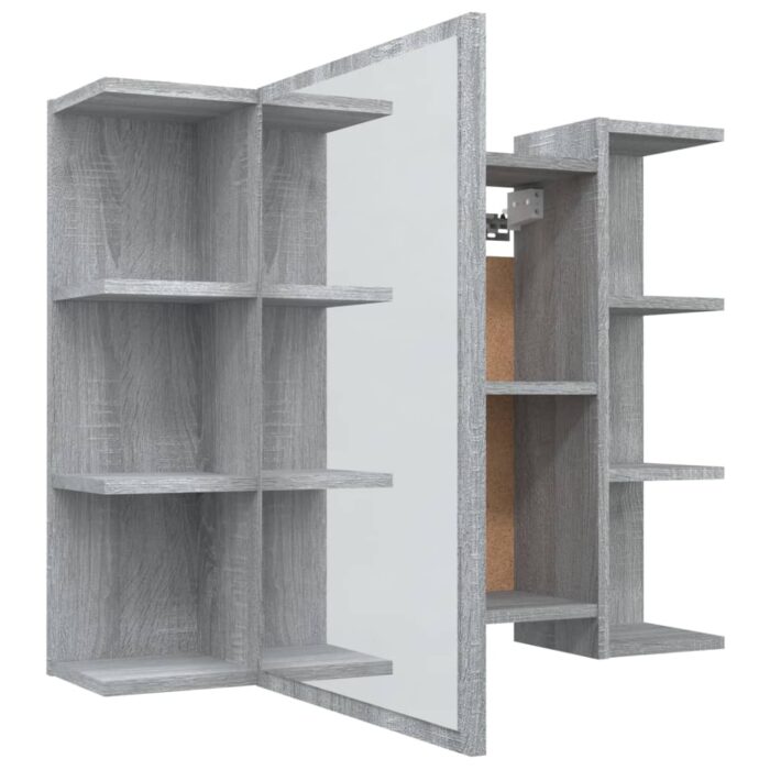 Armoire à miroir de salle de bain Sonoma gris 80x20,5x64cm Bois – Image 3
