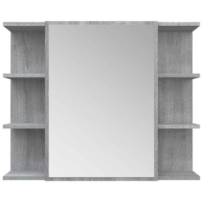 Armoire à miroir de salle de bain Sonoma gris 80x20,5x64cm Bois – Image 4