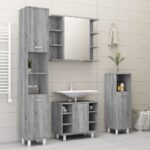 Armoire à miroir de salle de bain Sonoma gris 80x20,5x64cm Bois – Image 6