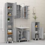 Armoire à miroir de salle de bain Sonoma gris 80x20,5x64cm Bois – Image 7