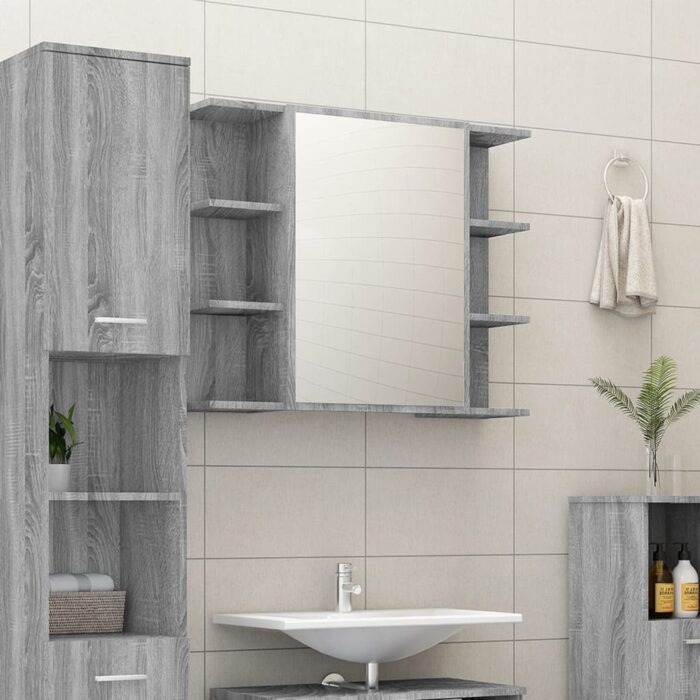 VXL8720286976890_m_en_hd_1.jpg Armoire à miroir de salle de bain Sonoma gris 80x20,5x64cm Bois – Image 1