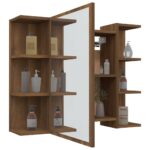 Armoire à miroir de salle de bain Chêne brun 80x20,5x64 cm Bois – Image 2