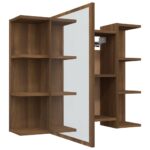 Armoire à miroir de salle de bain Chêne brun 80x20,5x64 cm Bois – Image 3