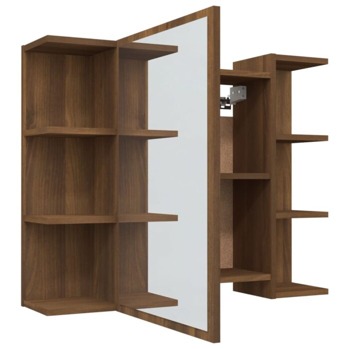 Armoire à miroir de salle de bain Chêne brun 80x20,5x64 cm Bois – Image 3