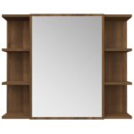 Armoire à miroir de salle de bain Chêne brun 80x20,5x64 cm Bois – Image 4