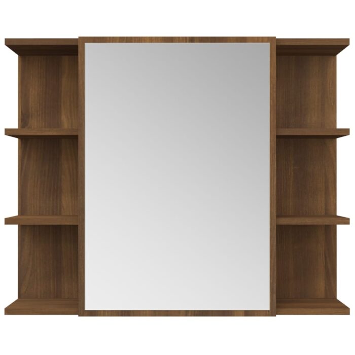Armoire à miroir de salle de bain Chêne brun 80x20,5x64 cm Bois – Image 4
