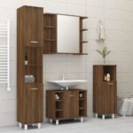 Armoire à miroir de salle de bain Chêne brun 80x20,5x64 cm Bois – Image 6