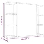 Armoire à miroir de salle de bain Chêne brun 80x20,5x64 cm Bois – Image 9