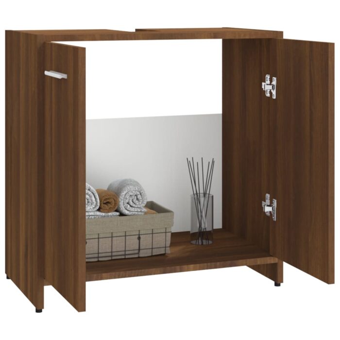 Armoire de bain Chêne marron 60x33x60 cm Bois d'ingénierie – Image 2