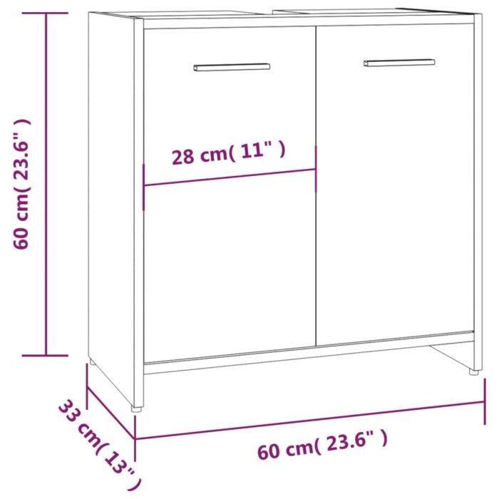 Armoire de bain Chêne marron 60x33x60 cm Bois d'ingénierie – Image 7