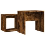Tables basses gigognes 2 pcs chêne fumé bois d'ingénierie – Image 4