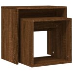Tables basses gigognes 2 pcs chêne marron bois d'ingénierie – Image 5