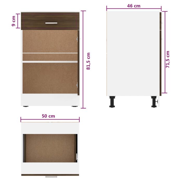 Armoire de plancher à tiroir Chêne marron 50x46x81,5 cm – Image 6