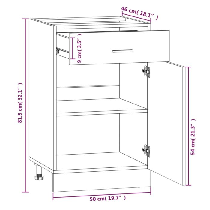 Armoire de plancher à tiroir Chêne marron 50x46x81,5 cm – Image 7
