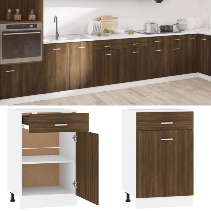 Armoire de plancher à tiroir Chêne marron 50x46x81,5 cm – Image 1