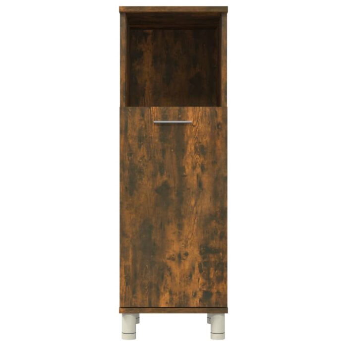 Armoire de bain Chêne fumé 30x30x95 cm Bois d'ingénierie – Image 5