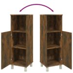 Armoire de bain Chêne fumé 30x30x95 cm Bois d'ingénierie – Image 7