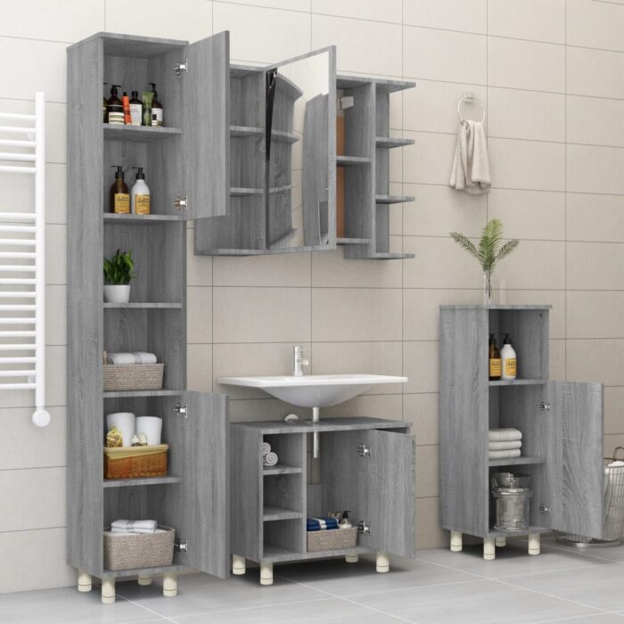 Armoire de bain Sonoma gris 30x30x95 cm Bois d'ingénierie – Image 2