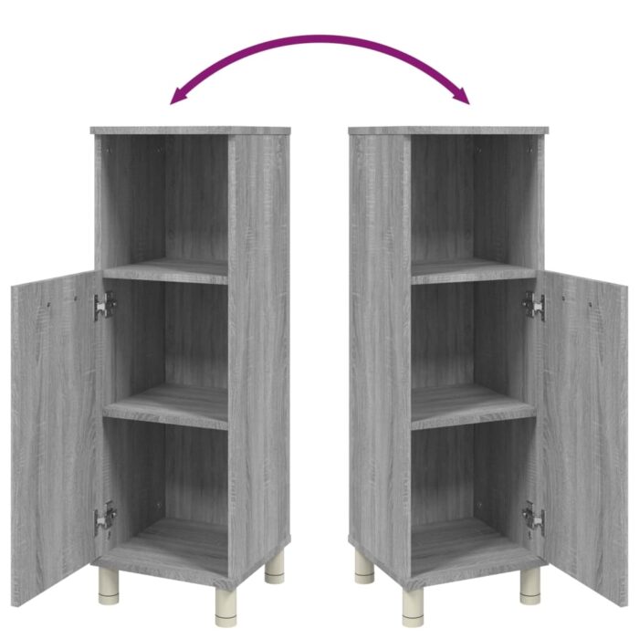 Armoire de bain Sonoma gris 30x30x95 cm Bois d'ingénierie – Image 7
