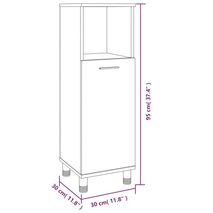 Armoire de bain Sonoma gris 30x30x95 cm Bois d'ingénierie – Image 8