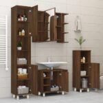 Armoire de bain Chêne marron 30x30x95 cm Bois d'ingénierie – Image 2