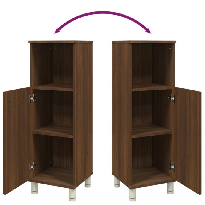 Armoire de bain Chêne marron 30x30x95 cm Bois d'ingénierie – Image 7
