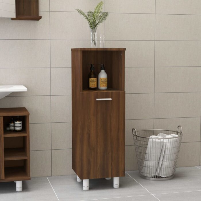 Armoire de bain Chêne marron 30x30x95 cm Bois d'ingénierie – Image 1