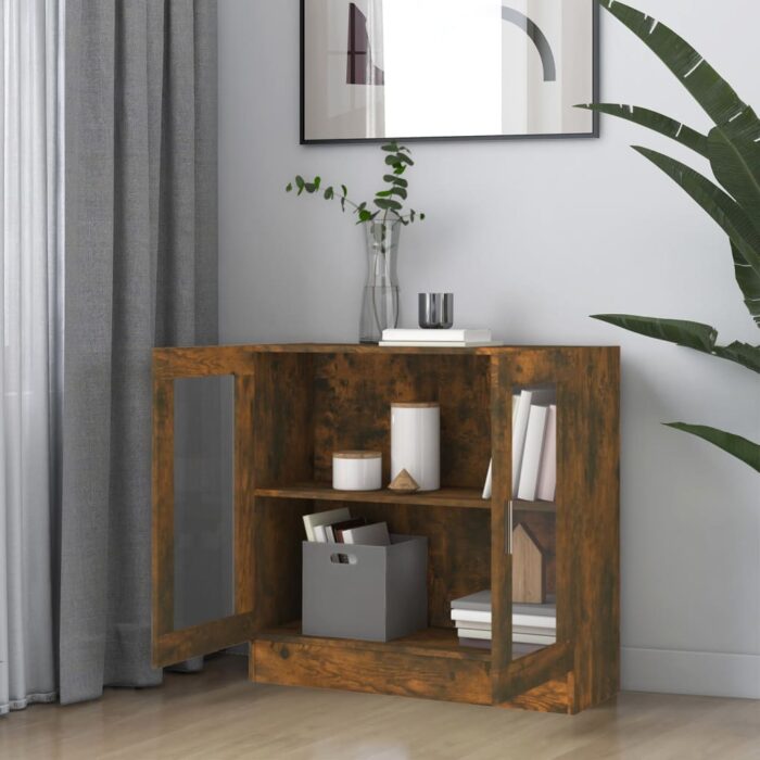Armoire à vitrine Chêne fumé 82,5x30,5x80 cm Bois d'ingénierie – Image 4